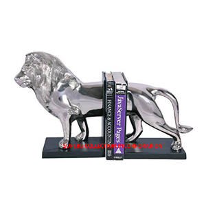 Luxe Moderne et Élégant Argent et Brillant Lion Bookends Avec Base Noire Sur La Vente chaude et De Haute Qualité - Product Image 2