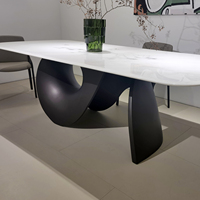 Table à manger ovale en marbre naturel blanc, base sculpturale de luxe, ensemble de meubles pour la maison