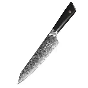 Pisau koki dapur baja Damaskus 67 lapis inti baja super vg10 Jepang 8 inci kustom pisau dengan casing
