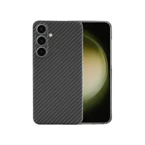 Customized Logo Classic Texture Full Camera Protection Aramid Carbon Fiber Mobile Phone Case For Samsung S24, S24 Ultra