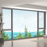 Ventanas Abatibles de Diseño Moderno con Aislamiento Térmico, Doble Vidrio, Estilo Abierto, Marco de Aleación de Aluminio Negro