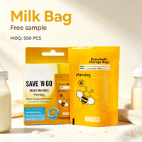 Sachet transparent polyvalent pour lait maternel et produits laitiers pasteurisés avec échelle graduée intégrée