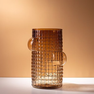 Vase en verre artisanal minimaliste moderne, vase décoratif artistique de luxe pour centre de table de maison moderne - Product Image 3