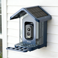 Mangeoire intelligente pour oiseaux avec caméra IA, panneau solaire, détection PIR 2.5K HD, étanche IP66, en ABS durable, pour surveillance de la faune en extérieur