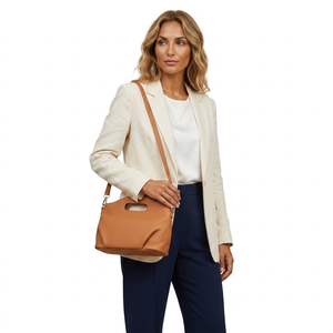 Bolso de Hombro Tipo Saddle Color Bronceado para Mujer, Bolso Bandolera de PU con Cierre, Portátil e Impermeable para Viajes Diarios - Product Image 6