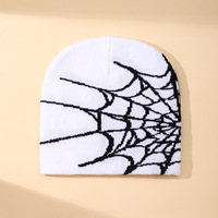 Fabricants de tricot acrylique toile d'araignée Skully bonnets d'hiver unisexes avec logo personnalisé