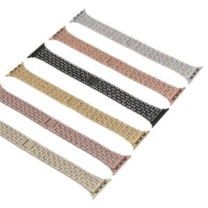 Bracelet intelligent de luxe pour Apple Watch en acier allié, entièrement serti de diamants, respirant et élégant, compatible avec iWatch 9/8/7/iWatch 10, cinq bahts - Product Image 5