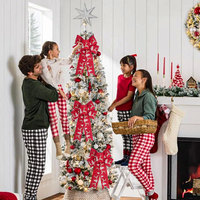 Nœud décoratif fait main en tissu aspect lin pour Noël, ornement suspendu pour sapin de Noël, ambiance festive