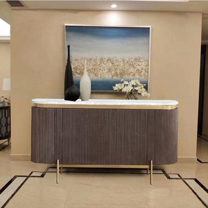 高品质意大利现代豪华不锈钢底座大理石顶级电视柜橱柜家具客厅 - Product Image 6