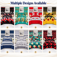 Ensemble de literie de luxe 7 pièces Borrego, taille King, avec drap-housse, taies d'oreiller et rideaux assortis, vente en gros