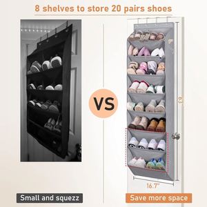 8 Deep Pocket Door <b>Shoe</b> Organizer Hanging <b>Shoe</b> Rack for 20 Pairs Closet Hanger Clothing Storage Closet Systems Organizers - Product Image 5