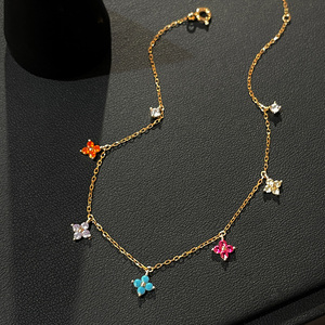 Chaîne de <span class=keywords><strong>cheville</strong></span> tendance en <span class=keywords><strong>argent</strong></span> 925 avec trèfle coloré et pompon pour femme, idéale pour la plage et les soirées, bijou de pied - Product Image 2