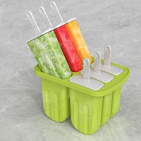 Moules à sucettes glacées en silicone, résistants au congélateur, 6 cavités, réutilisables, avec brosse de nettoyage, 50 bâtonnets, 50 sacs, bleu bonbon