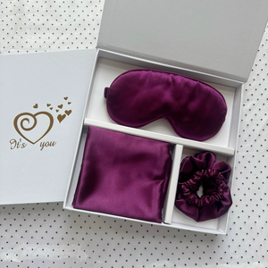 La confezione regalo all'ingrosso di tre pezzi di seta imitata Sade per dormire nell'intestino crasso include la federa maschera per gli occhi per la casa - Product Image 1