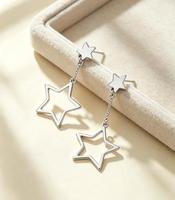 Boucles d'oreilles étoiles en acier inoxydable, étanches, inaltérables, plaquées or 18 carats PVD, pendantes