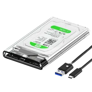 Caja de disco duro tipo C QGeeM USB 3,1 a SATA Caja de disco duro externo 10Gbps Velocidad rápida Compatible con SSD SATA HDD de 2,5 pulgadas