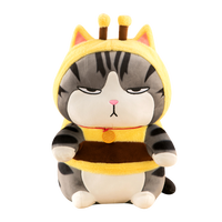 Peluche chat noir style abeille mignonne en coton doux, cadeau d'anniversaire