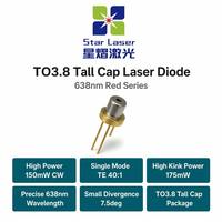 Diode laser rouge SHARP GH0631IA5GM 638nm 150mW TO38 à capuchon haut, monomode LD pour éclairage de scène, illumination RGB, usage industriel