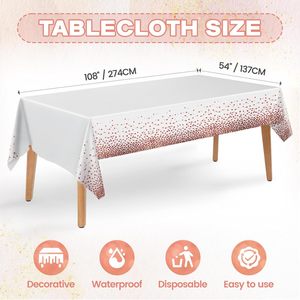 Nappes jetables en plastique, nappes à pois dorés, chemins <span class=keywords><strong>de</strong></span> <span class=keywords><strong>table</strong></span> en satin or <span class=keywords><strong>rose</strong></span> pour la décoration <span class=keywords><strong>de</strong></span> mariages, anniversaires et fêtes du Nouvel An - Product Image 5