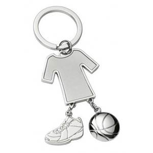 Porte-clés en métal avec logo personnalisé, design sur le thème du basketball pour usage professionnel - Product Image 1