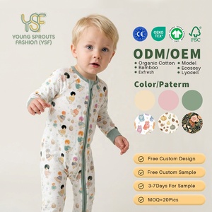 Tutina Unisex Personalizzata con Animali a Maniche Lunghe per Neonati con Zip Bidirezionale in Cotone per Bambini e Bambine Vendita all'Ingrosso - Product Image 1