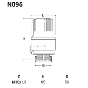Cabezal Termostático TEPLO Blanco M30x1.5 con Sensor de Líquido para Sistemas HVAC - Product Image 5