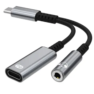 USB C ke 3.5 MM Jack AUX Audio Earphone DAC Adapter tipe-c 3 5 Headphone Converter dengan 60W PD Charging untuk iPad Pro Air Samsung