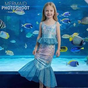 Costume bleu ciel MS - Petite Sirène avec bijoux et sac, robe de princesse pour filles, cadeau d'anniversaire 3-12 ans - Product Image 4
