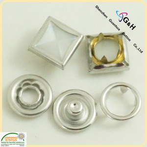 Nút chụp kim loại ngọc trai prong nút chụp nút vuông - Product Image 5
