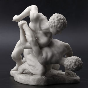 Sculpture en pierre de lutteurs grecs nus, statue en résine Pancrastinae, finition blanche en marbre - Product Image 3