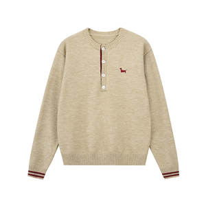 سترة محبوكة من قطعتين بياقة هنري من البوليستر، مطرزة بتصميم جرو، بتصميم ملون على طراز أولد موني، مناسبة للشتاء وقابلة للتنفس - Product Image 5