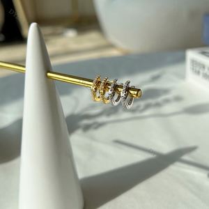 Dylam Simple Trendy Hoop 18k Gold Plated Rhodium Plated Stunning <b>Earrings</b> Cubic Zirconia <b>Cuff</b> Huggie Stud Nickel Free <b>Earrings</b> - Product Image 3