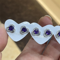 Boucles d'oreilles en améthyste naturelle taillée, aiguille en argent S925, forme ronde, pour femme, idéales comme cadeau