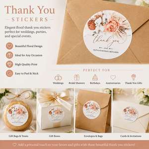 Pegatinas de agradecimiento para recuerdos de boda, despedida de soltera y fiesta de compromiso - Etiquetas circulares personalizadas con nombre - Product Image 3