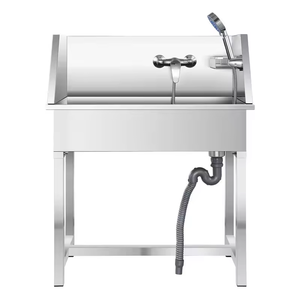 Lavadora Portátil de Acero Inoxidable de Tamaño Pequeño <span class=keywords><strong>para</strong></span> Mascotas, Bañera de Aseo <span class=keywords><strong>para</strong></span> <span class=keywords><strong>Perros</strong></span> y Gatos con Escaleras - Product Image 2