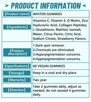 Complément alimentaire vegan non OGM, antioxydant naturel, L-glutathion, collagène, vitamine C, gommes éclaircissantes pour la peau, gommes blanchissantes