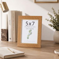 Marco de Fotos de Plástico, Marco para Cuadros de 4x6 6x8, Diseño Europeo con Acabado Brillante Imitación Madera, para Decoración de Mesa, Pared y Hogar
