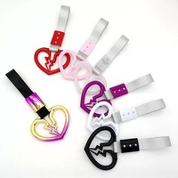 Sangle de remorquage JDM RACING colorée avec breloque en forme de fleur et de cœur pour voitures, bus et trains