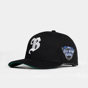 Casquettes brodées 3D noires structurées personnalisées, 5 panneaux, acrylique, snapback - Product Image 3