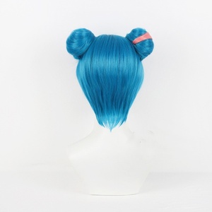Vente en gros <span class=keywords><strong>Jinx</strong></span> Perruque 30cm Court Bleu <span class=keywords><strong>League</strong></span> <span class=keywords><strong>of</strong></span> Legends LOL Arcane Anime Cheveux Synthétique Halloween Party Cosplay Ponytails Perruque - Product Image 4