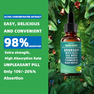 OEM 10 en 1 Gouttes liquides amères de corossol avec algues marines, huile de nigelle, complément alimentaire à base de plantes pour le soutien immunitaire et antioxydant des adultes - Product Image 2