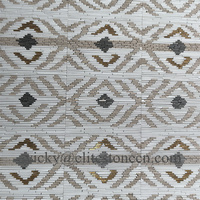 Carrelage mosaïque en marbre à motif losanges blanc et gris, effet 3D style moderne, incrusté de bande de laiton, pour sols de maison et d'hôtel