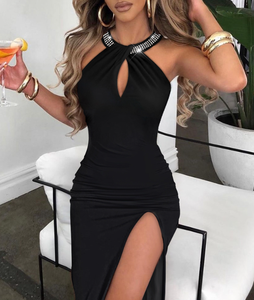 Abito <span class=keywords><strong>da</strong></span> <span class=keywords><strong>sera</strong></span> elegante <span class=keywords><strong>da</strong></span> donna, sexy, <span class=keywords><strong>con</strong></span> strass sul collo, senza maniche, <span class=keywords><strong>con</strong></span> <span class=keywords><strong>spacco</strong></span>, aderente, per feste in discoteca. - Product Image 6