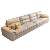 Ensemble de canapés en cuir en forme de L convertible de luxe nordique pour la maison et la villa, meubles de salon en bois