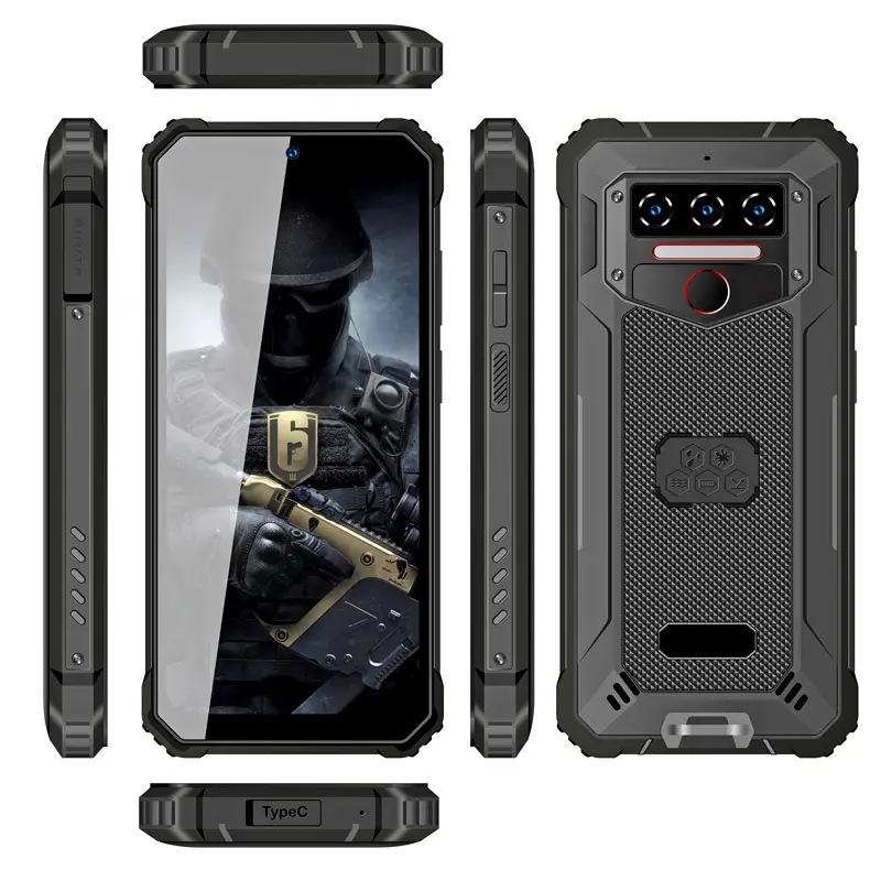 O mais barato 6,52 polegadas MTK6765 Octa-Core Android 13 4 + 64G 10600mAh impressão digital desbloquear NFC IP68 telefones robustos à prova d'água do telefone móvel