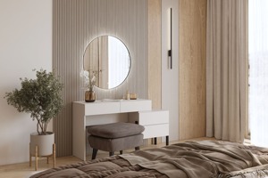 Table de toilette de luxe moderne blanche élégante avec 4 tiroirs pour le maquillage – Vente en gros - Product Image 4