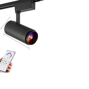 Spot LED sur rail RGB noir, contrôle par application, faisceau réglable, lumière du jour 6000K, CRI 90, intensité variable, pour présentoirs de magasin et usage domestique - Product Image 1