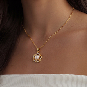 Collier pendentif en perles d'eau douce naturelles, bijoux en cuivre couleur or, collier ras du cou à fleur rotative pour femmes, cadeau - Product Image 3