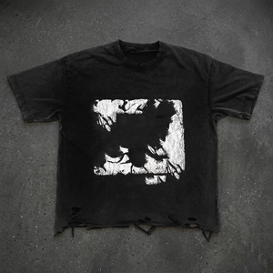 T-shirt Homme Luxe Effet Vieilli 100% Coton Haute Qualité, Logo Vintage Personnalisé, Délavé, Coupe Oversize, Lavage Acide Effet Pierre - Product Image 3
