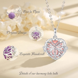<span class=keywords><strong>Ciondolo</strong></span> a gabbia per Bola dell'armonia a forma di farfalla, in argento, con suono, per donna, gioiello da collo alla moda per la maternità - Product Image 2